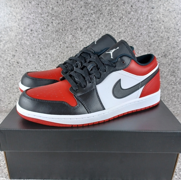 Nike Air Jordan 1 Low Bred Toe Sneakers - Men's Size 8 Shoes - Picture 4 of 9